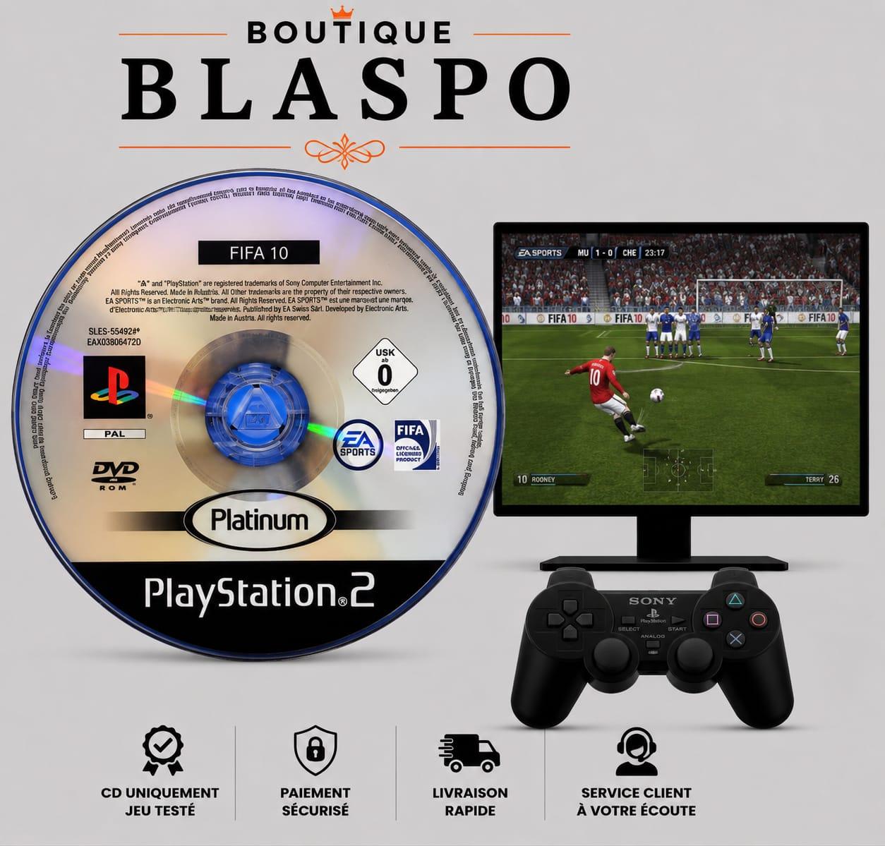 FIFA 10 – PS2 – CD seul sans boîtier – Jeu de football