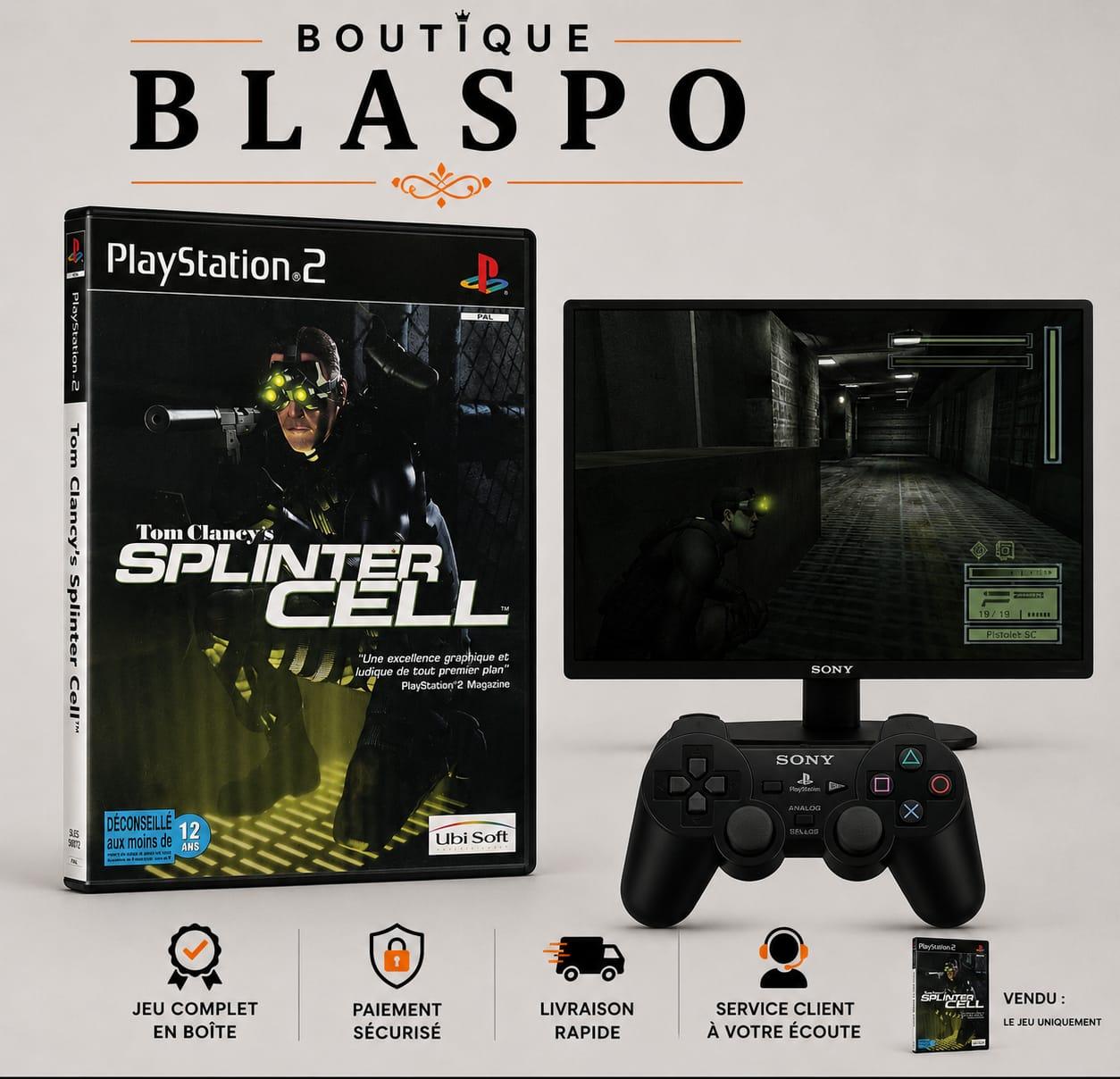 Tom Clancy's Splinter Cell PS2 PlayStation 2 PAL Jeu d'Infiltration Espionnage Action Ubisoft