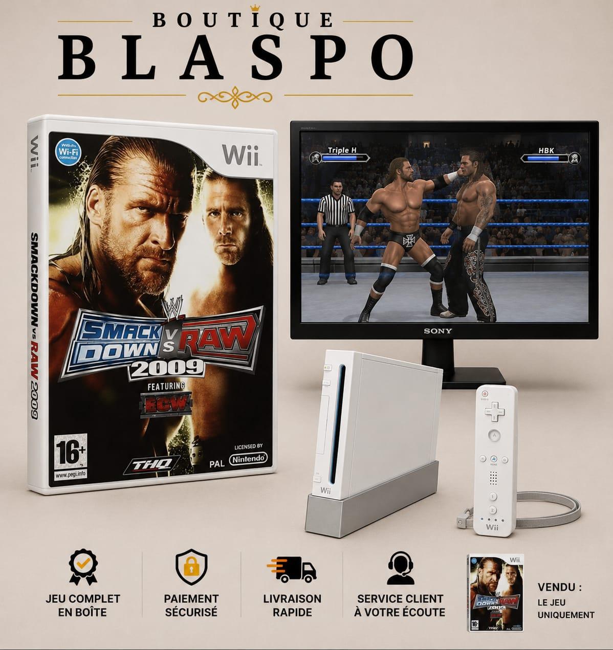 WWE SmackDown vs Raw 2009 Wii Jeu de Catch Wrestling THQ PAL PEGI 16+