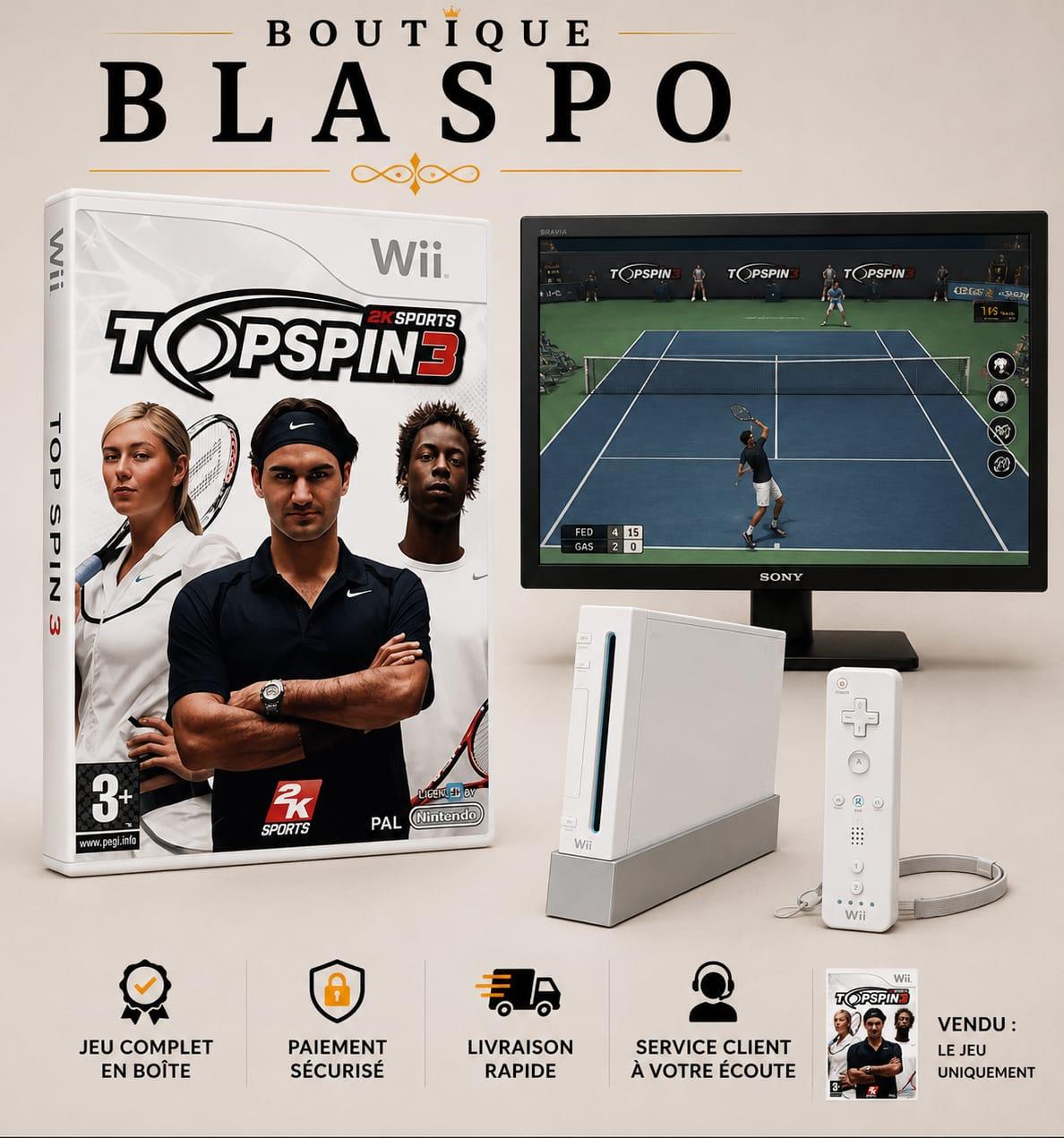 Top Spin 3 Wii Jeu de Tennis Sport Simulation 2K Sports PAL Français