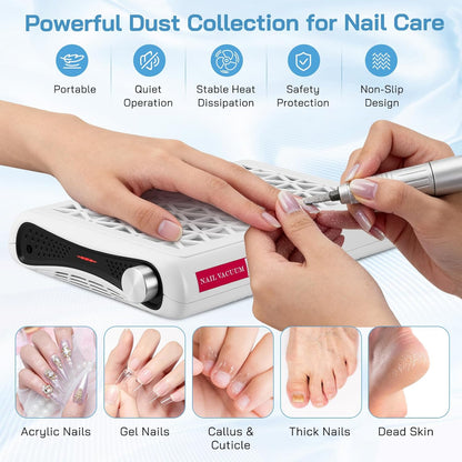 Aspirateur Ongles Électrique 1600 Pa – Extracteur Poussière Double Ventilateur 6000 tr/min – Manucure Salon & Maison