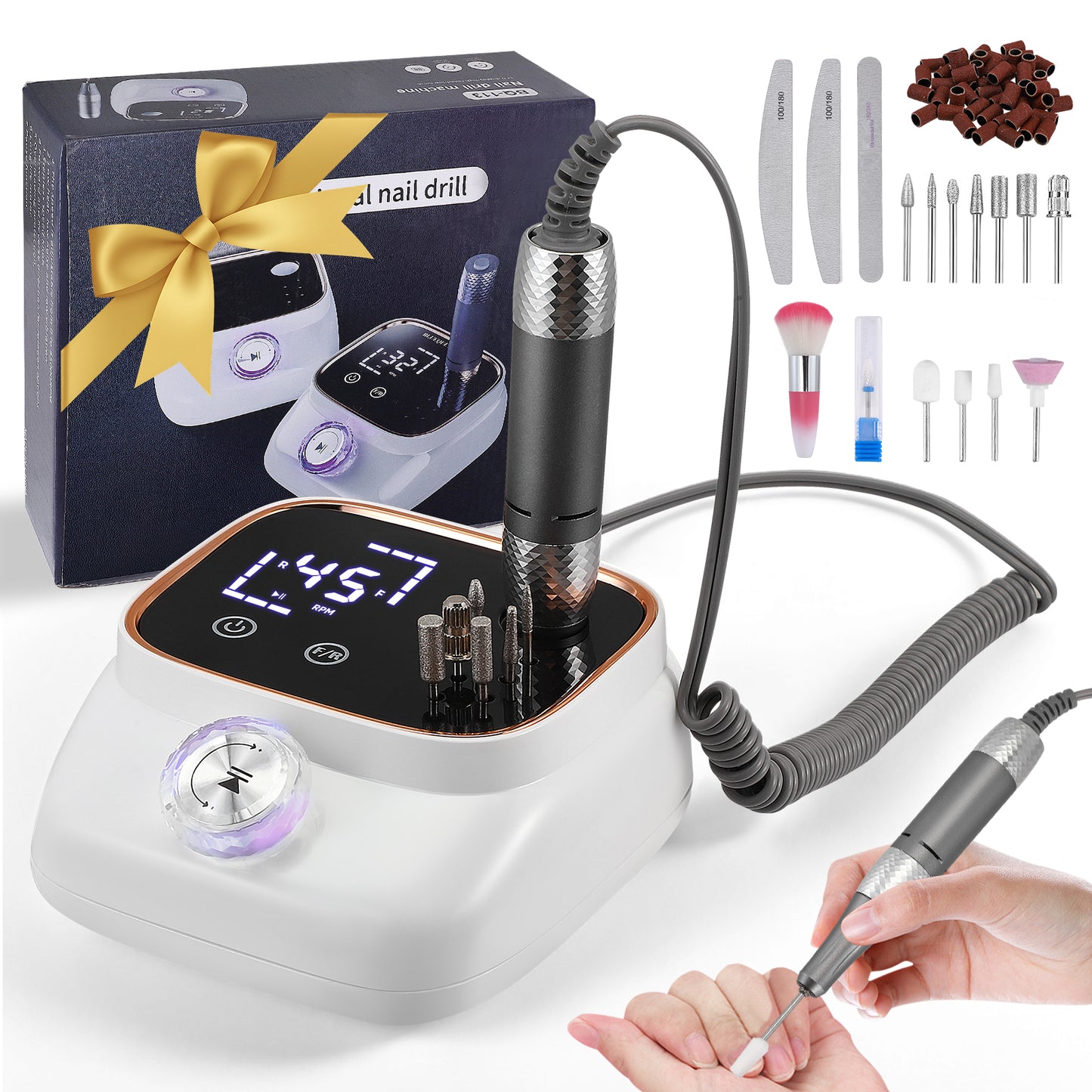 Ponceuse à Ongles Électrique 50W 40000 tr/min – Machine Manucure Professionnelle Portable