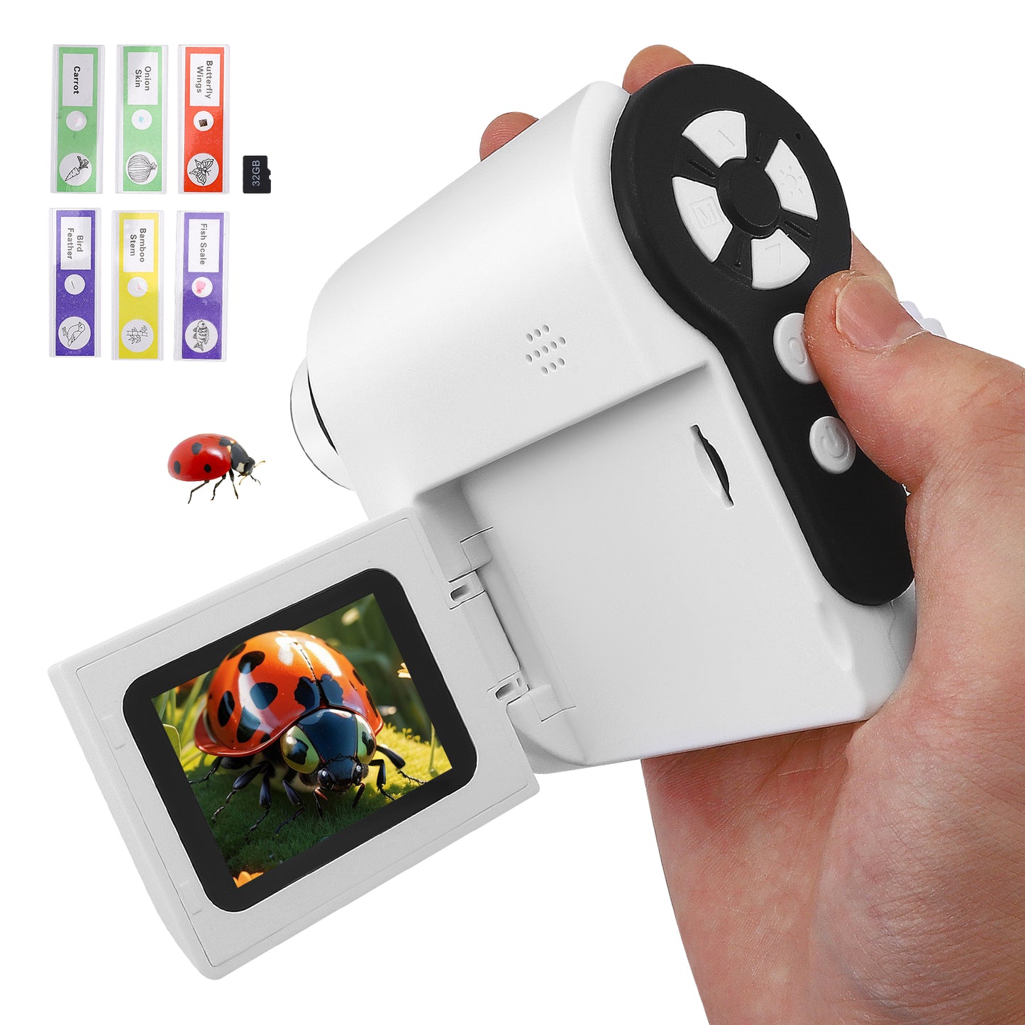 Microscope Portable 100-1000X avec Écran IPS 2" – Mini Microscope Éducatif pour Enfants