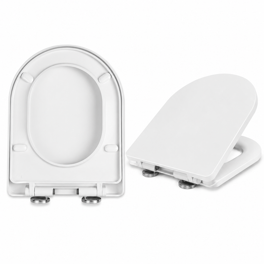 Abattant WC en Forme U avec Fermeture Douce et Déclipage Rapide – Siège de Toilette Blanc Universel – Charnières Réglables pour Salle de Bain