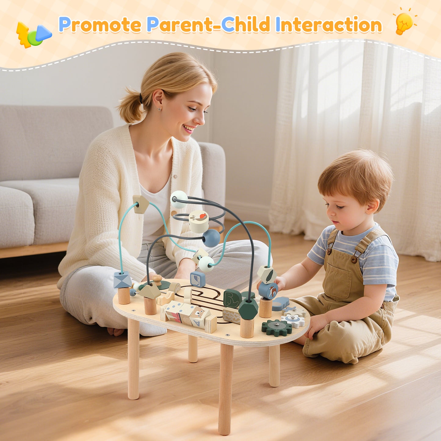 Table d’Activités Montessori en Bois – Jouet Sensoriel Éducatif pour Enfants 2-4 Ans