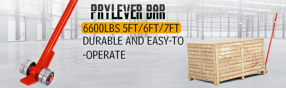 Barre de Levier 5-6 Pieds 6600 lb – Levier de Manutention avec Roues – Poignée Ergonomique Inclinable