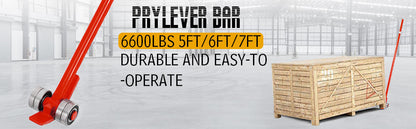 Barre de Levier 5-6 Pieds 6600 lb – Levier de Manutention avec Roues – Poignée Ergonomique Inclinable
