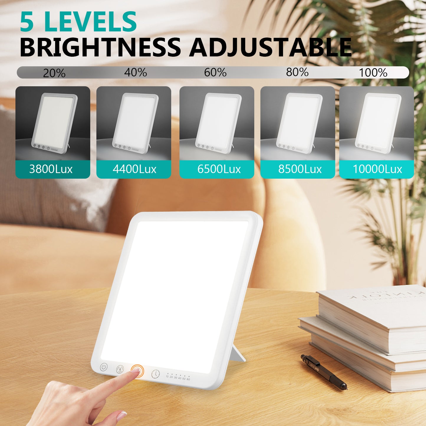 Lampe de Luminothérapie 15000 Lux – 3 Températures 5 Luminosités 6 Minuteurs – Lampe Lumière du Jour