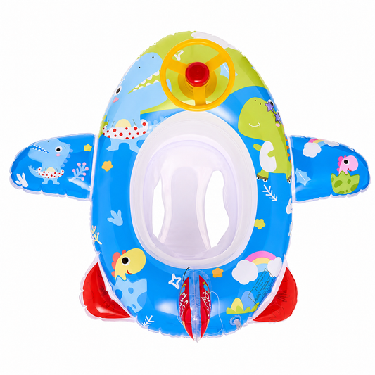 Bouée Bébé Gonflable Avion avec Volant & Siège Sécurisé – Flotteur Piscine Enfant Été