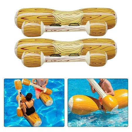 Jeu d’Eau Gonflable Rondins de Bois 4 Pièces – Joutes Aquatiques Piscine | Flotteurs + Massues | Adultes & Enfants