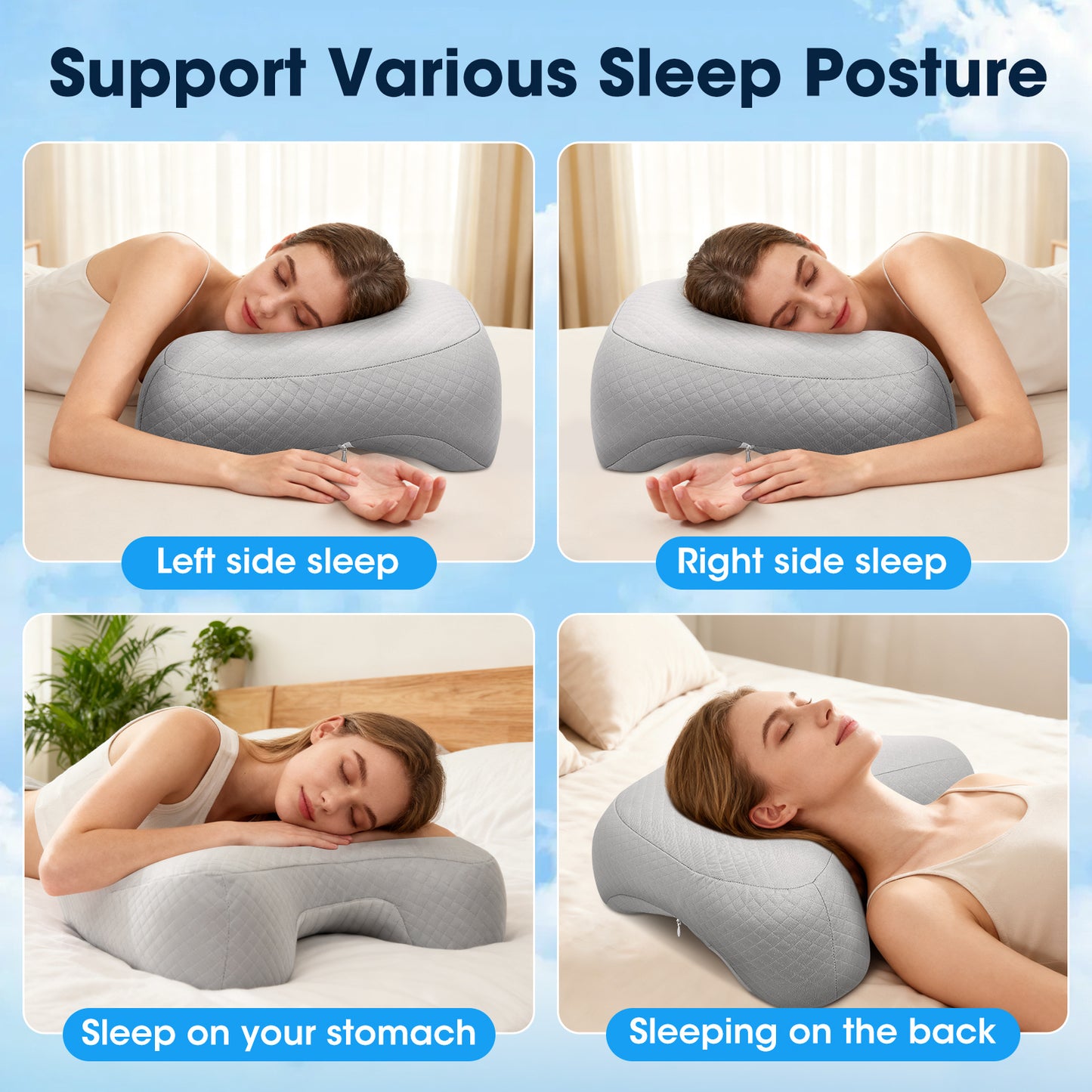 Oreiller Orthopédique Mémoire de Forme – Coussin Bras Dormeur Latéral – Soutien Cervical Anti-Douleur
