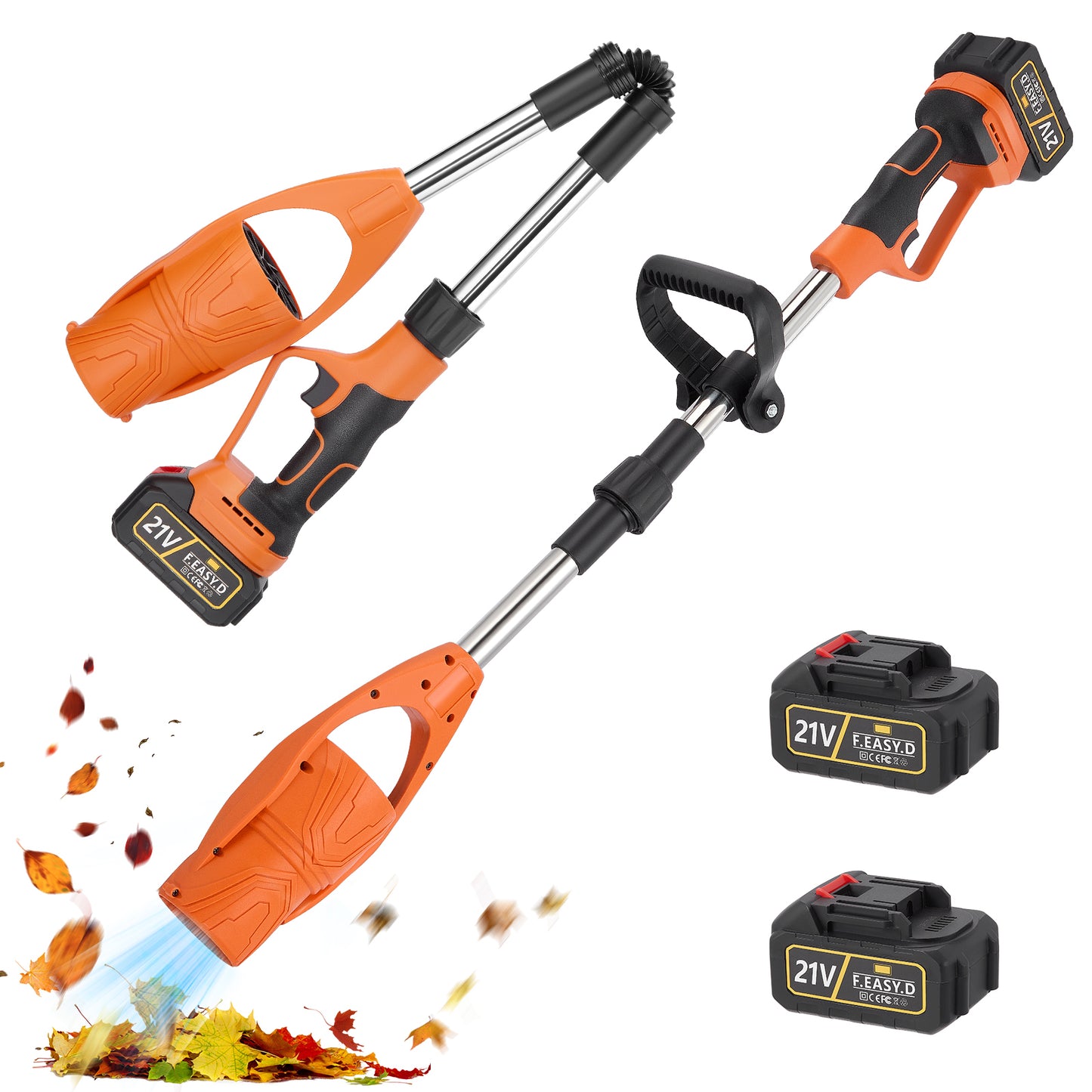 Souffleur Électrique Sans Fil 4-en-1 17000 tr/min – Aspirateur de Feuilles Portable Rechargeable 21V – Nettoyeur Poussière Jardin Atelier Voiture – Compatible Batterie 18V