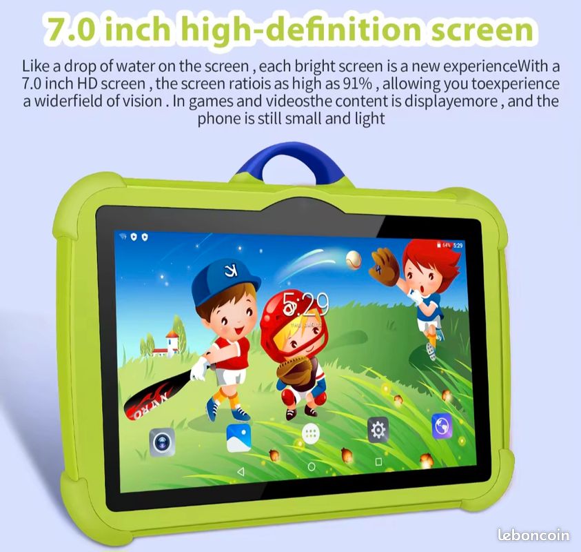 Tablette Enfant 7 Pouces Android 13 – 4 Go RAM 64 Go ROM – Écran Tactile HD avec Coque Antichoc – Tablette Éducative pour Fille et Garçon
