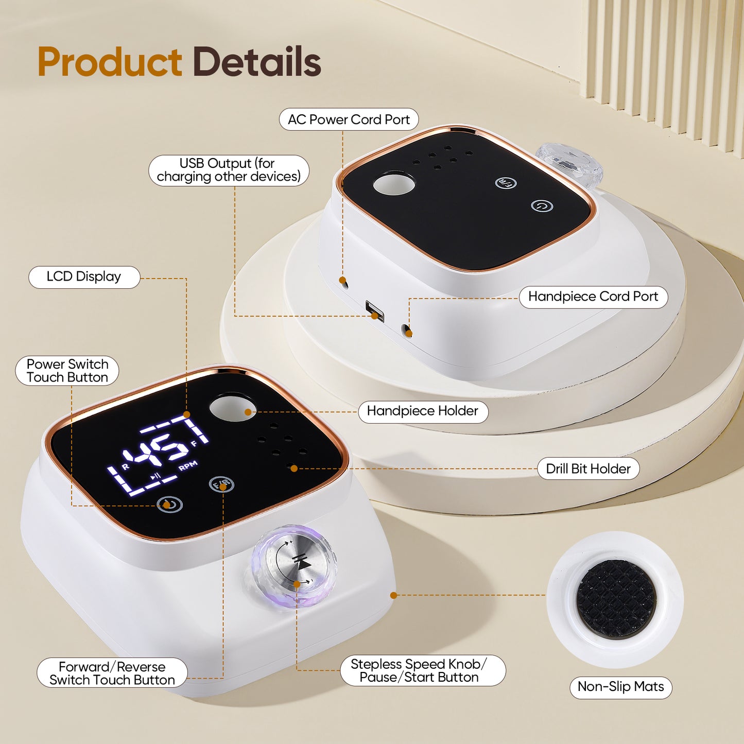 Perceuse à Ongles Électrique 50W 40 000 tr/min – Ponceuse Manucure Professionnelle Portable