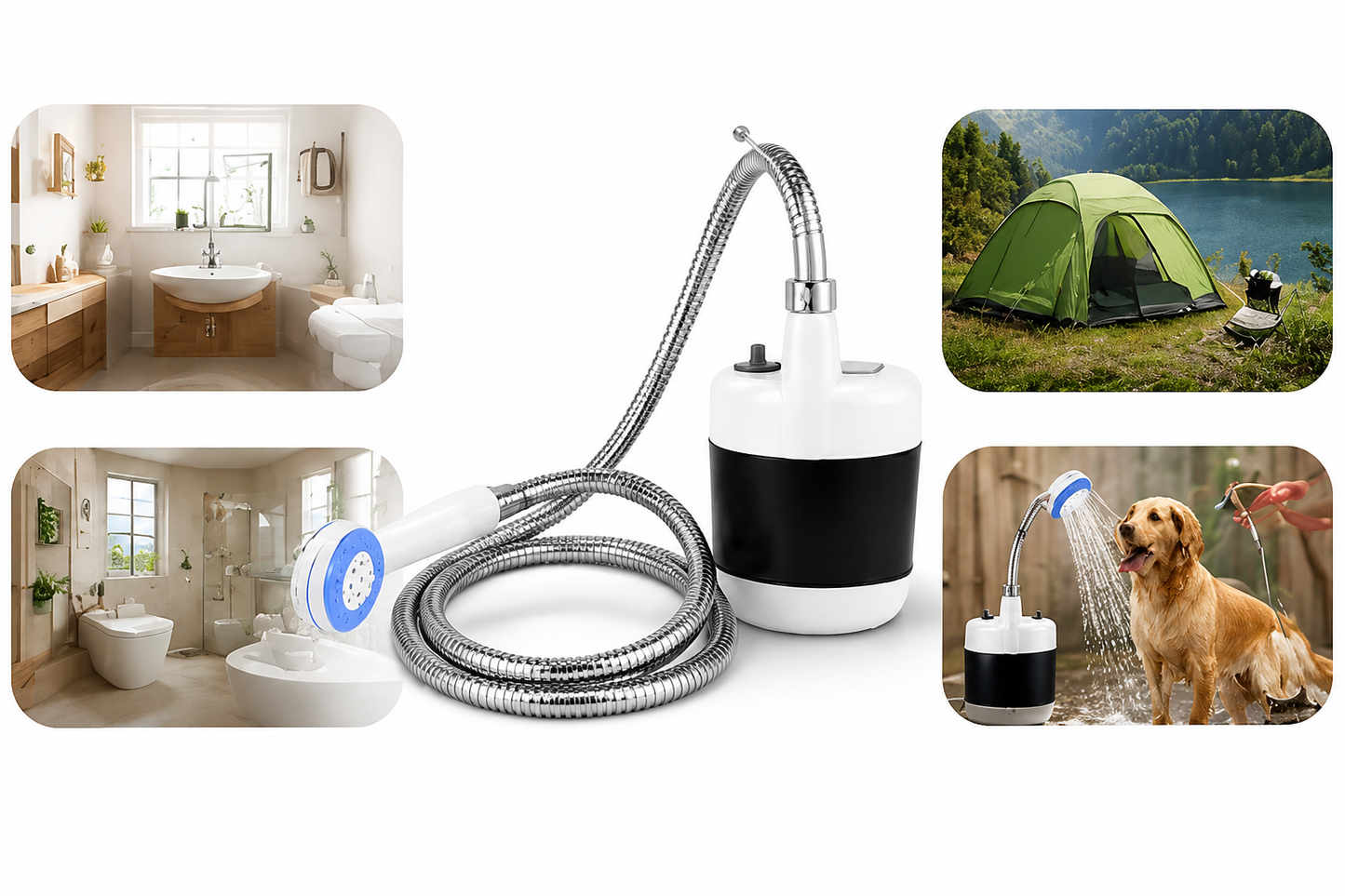 Douche de Camping Portable Rechargeable USB – Pompe Électrique Extérieure – Camping, Randonnée, Jardin, Animaux
