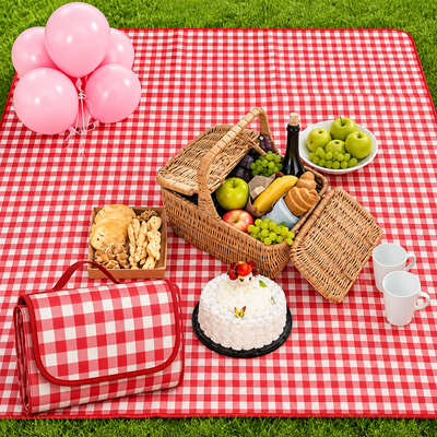 Couverture de Pique-Nique Imperméable & Pliable 200x200 cm – Tapis de Plage & Camping avec Poignée – Jardin BBQ Voyage Randonnée
