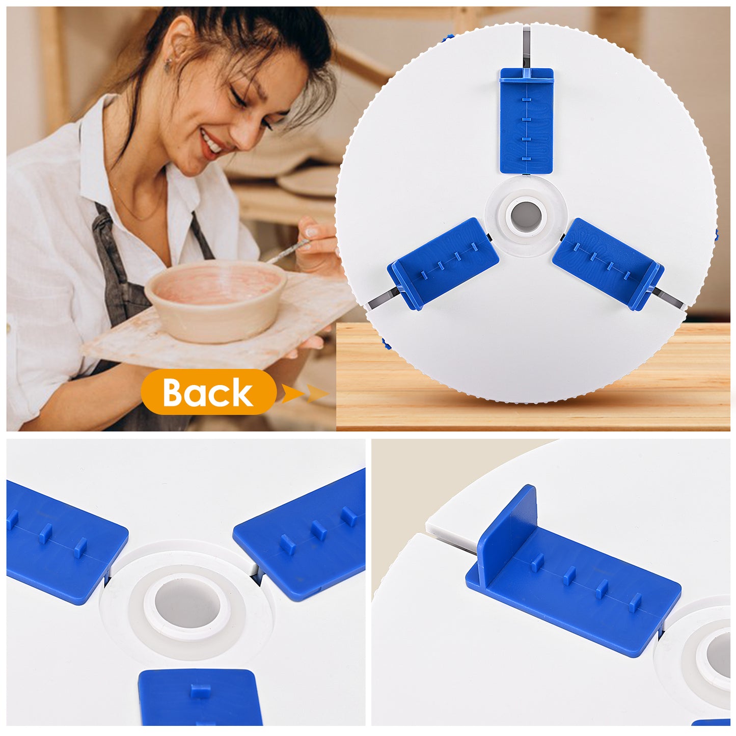 Support de Poterie Réglable avec Clips – Plateau Rond pour Céramique et Modélisation