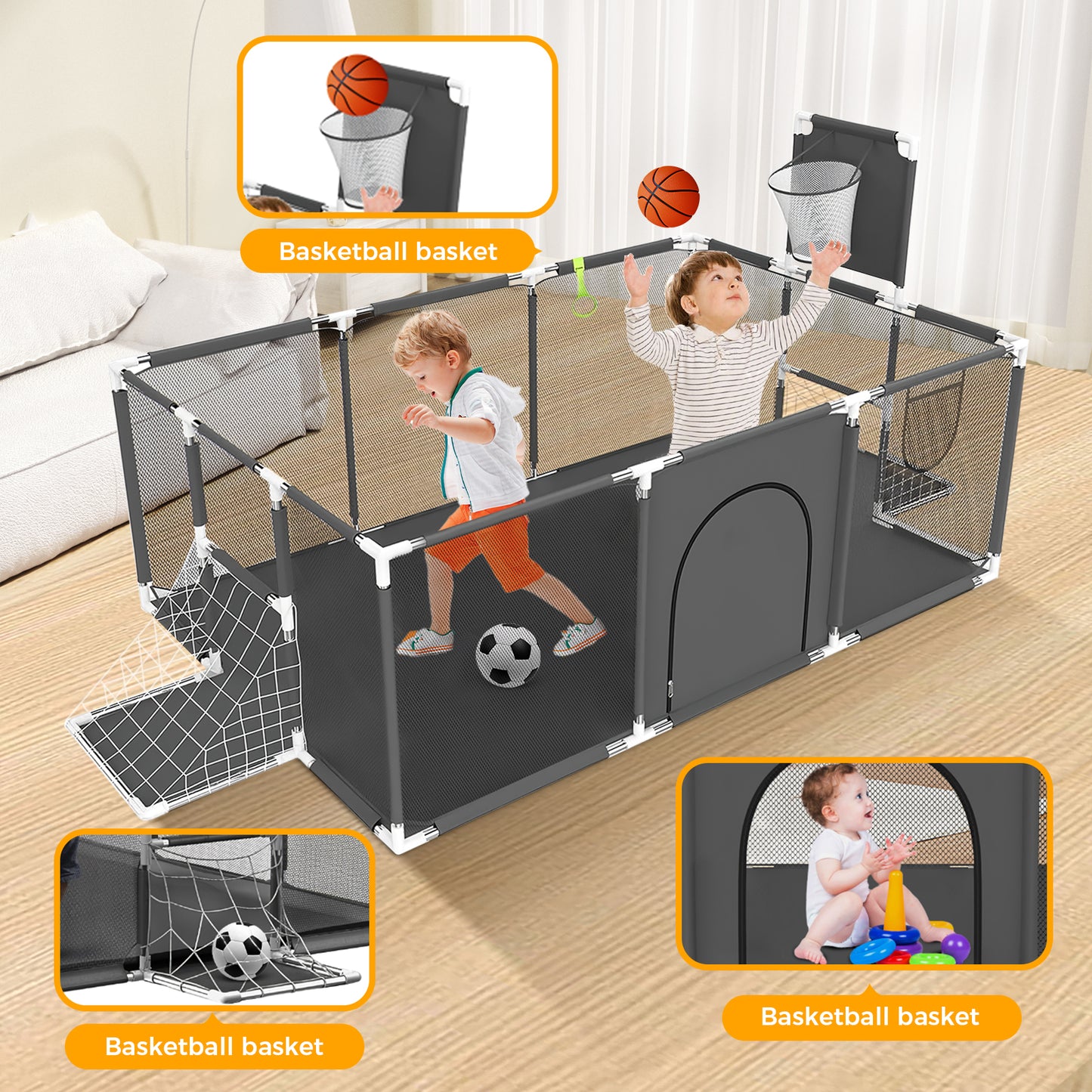 Parc de Jeux Bébé 6 Mois à 6 Ans – Clôture de Sécurité Intérieure – Aire de Jeu Enfant