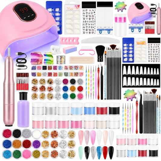 Kit Ongles Acrylique Complet – Lampe UV LED 36W, Ponceuse Électrique, Poudre Acrylique, Faux Ongles & Décorations Nail Art