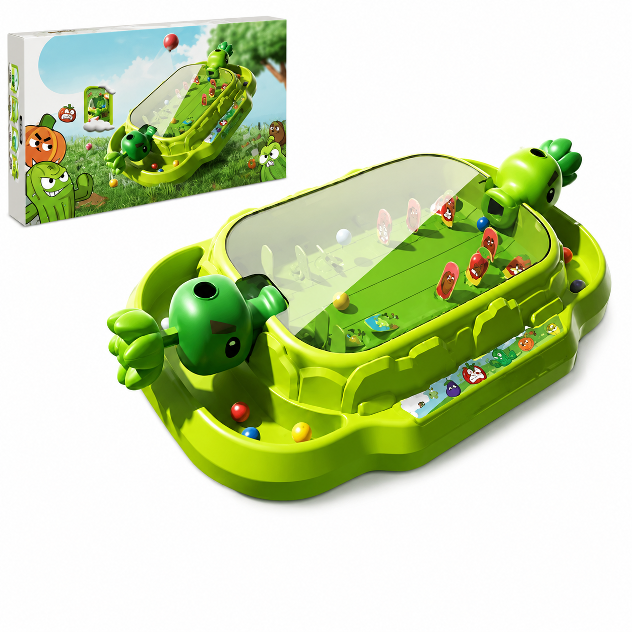 Jeu de Tir de Table Interactif 2 Joueurs – Lanceurs & Balles, Jeu d'Adresse Familial – Vert