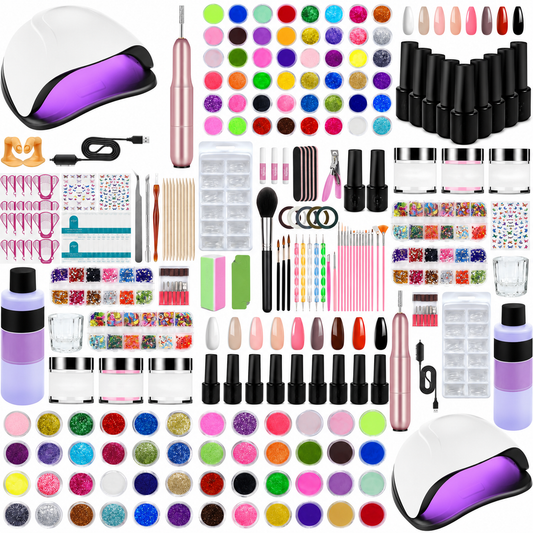 Kit Manucure Complet Gel UV – Lampe LED 180W, Ponceuse Électrique, Poudre Acrylique & Vernis Semi-Permanent