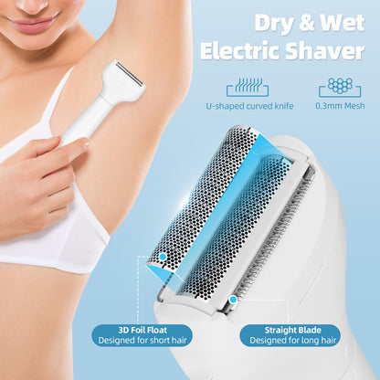 Rasoir Électrique Femme 5-en-1 – Épilateur Visage, Sourcils & Bikini, Tondeuse Portable Indolore