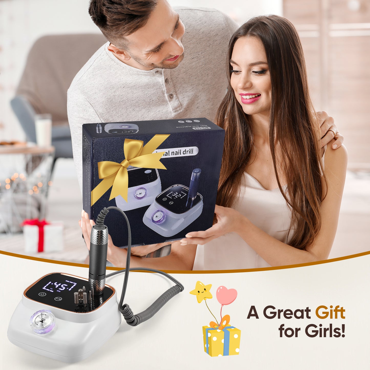 Ponceuse à Ongles Électrique 50W 40000 tr/min – Machine Manucure Professionnelle Portable