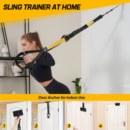 320 kg Suspension Training Belt – Adjustable Fitness Straps – Tension System for Strength Training and Home Gym – Yellow Color