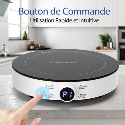 Plaque à Induction 2000W – Plaque de Cuisson Vitrocéramique Portable, Commande Tactile, Minuterie, Arrêt Automatique, Cuisine Rapide et Sécurisée