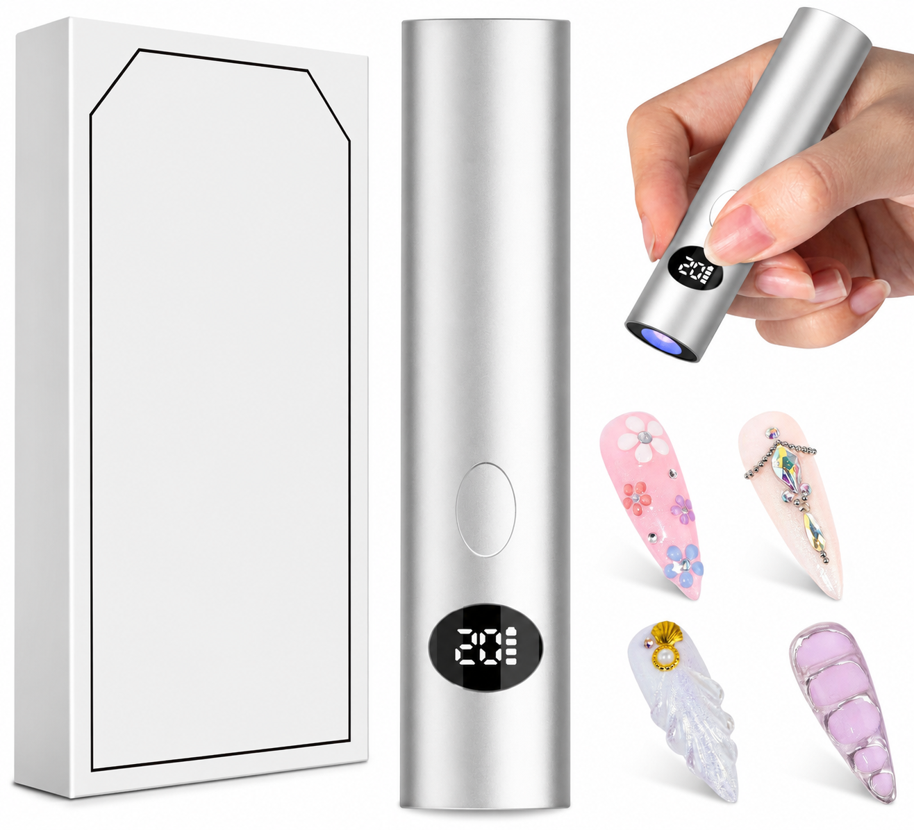 Lampe UV LED Rechargeable USB – Mini Séchoir Portable Écran LED & Minuteries – Gel & Semi-Permanent