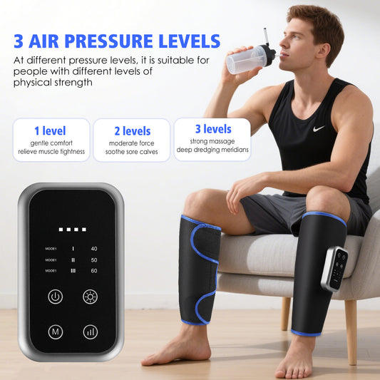 Masseur de Jambes Électrique Sans Fil – Massage Airbag avec Chaleur et 3 Modes de Relaxation