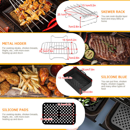 Accessoires Friteuse Air Fryer 6 Pièces – Moules Gâteaux Pizza Barbecue Double Panier
