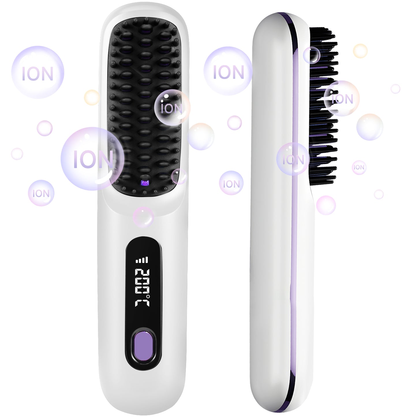 Brosse Lissante Chauffante Électrique – Lisseur Cheveux Température Réglable 160-200°C – Anti-Brûlure – Lissage Rapide Tous Types de Cheveux