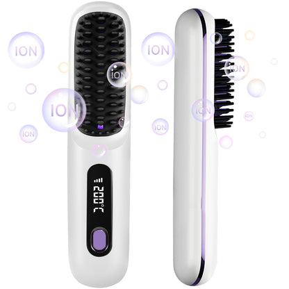 Brosse Lissante Chauffante Électrique – Lisseur Cheveux Température Réglable 160-200°C – Anti-Brûlure – Lissage Rapide Tous Types de Cheveux