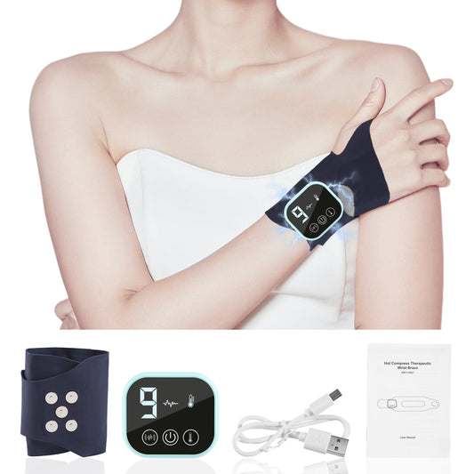Masseur Poignet Chauffant EMS – Attelle Électrique 3 Niveaux Chaleur Compression