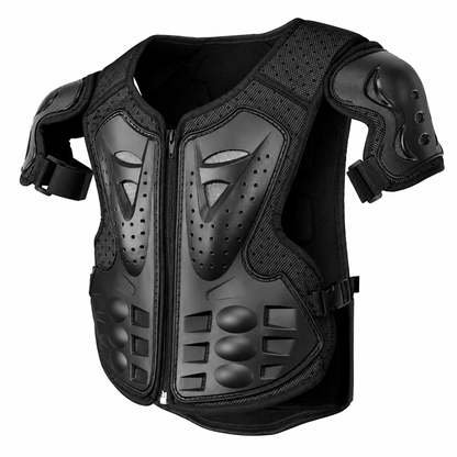 Armure de Protection Moto Enfant – Gilet Motocross + Coudières + Genouillères – Noir