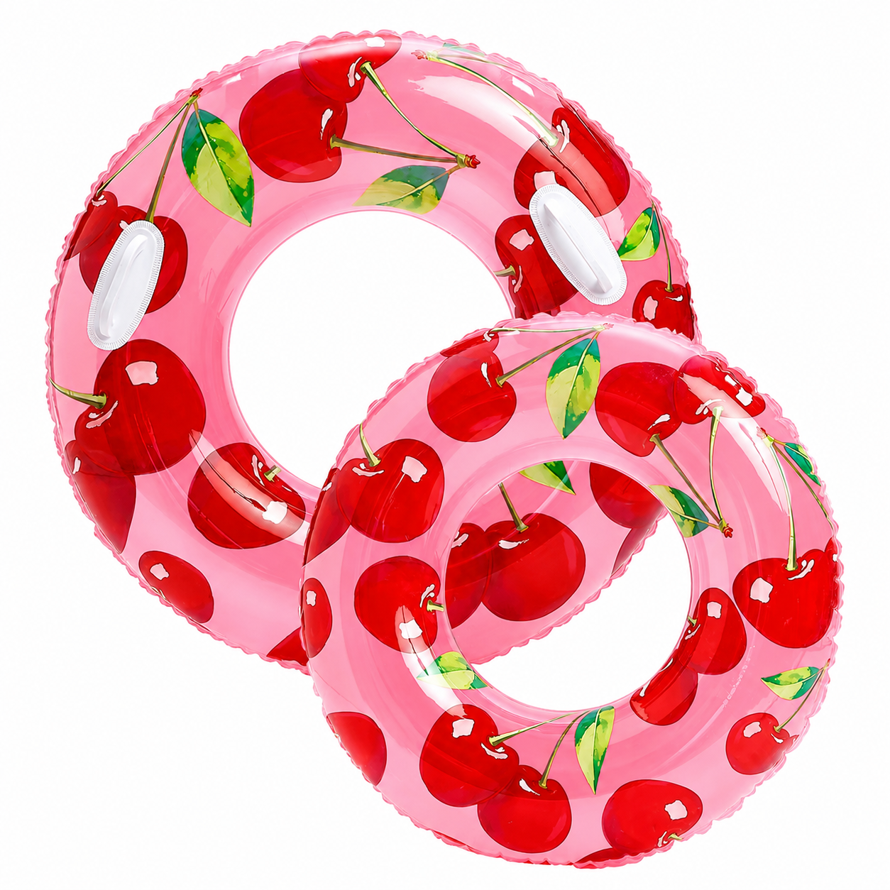 Bouée Gonflable Adulte Motif Fraise Cerise avec Poignées – Anneau de Natation Piscine Plage Été Flotteur Aquatique Résistant