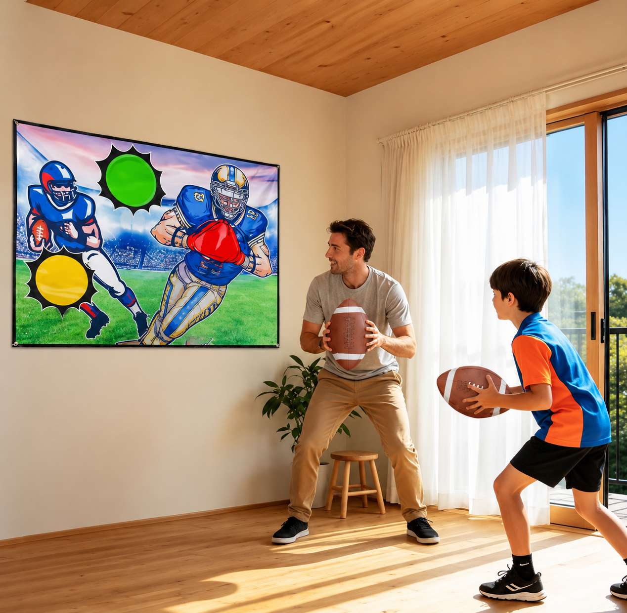 Jeu de Lancer de Cibles Rugby – Balles Collantes, Cible Murale – Enfants et Famille – Intérieur Extérieur
