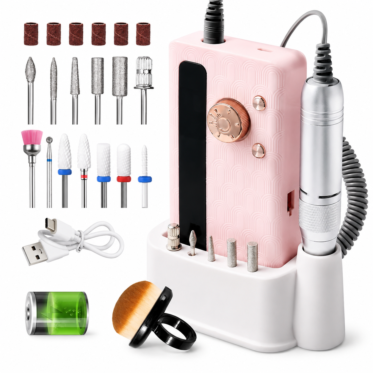 Ponceuse à Ongles Électrique Rechargeable 45 000 RPM | Écran LCD | Kit 20 Embouts | Manucure Pédicure Professionnelle