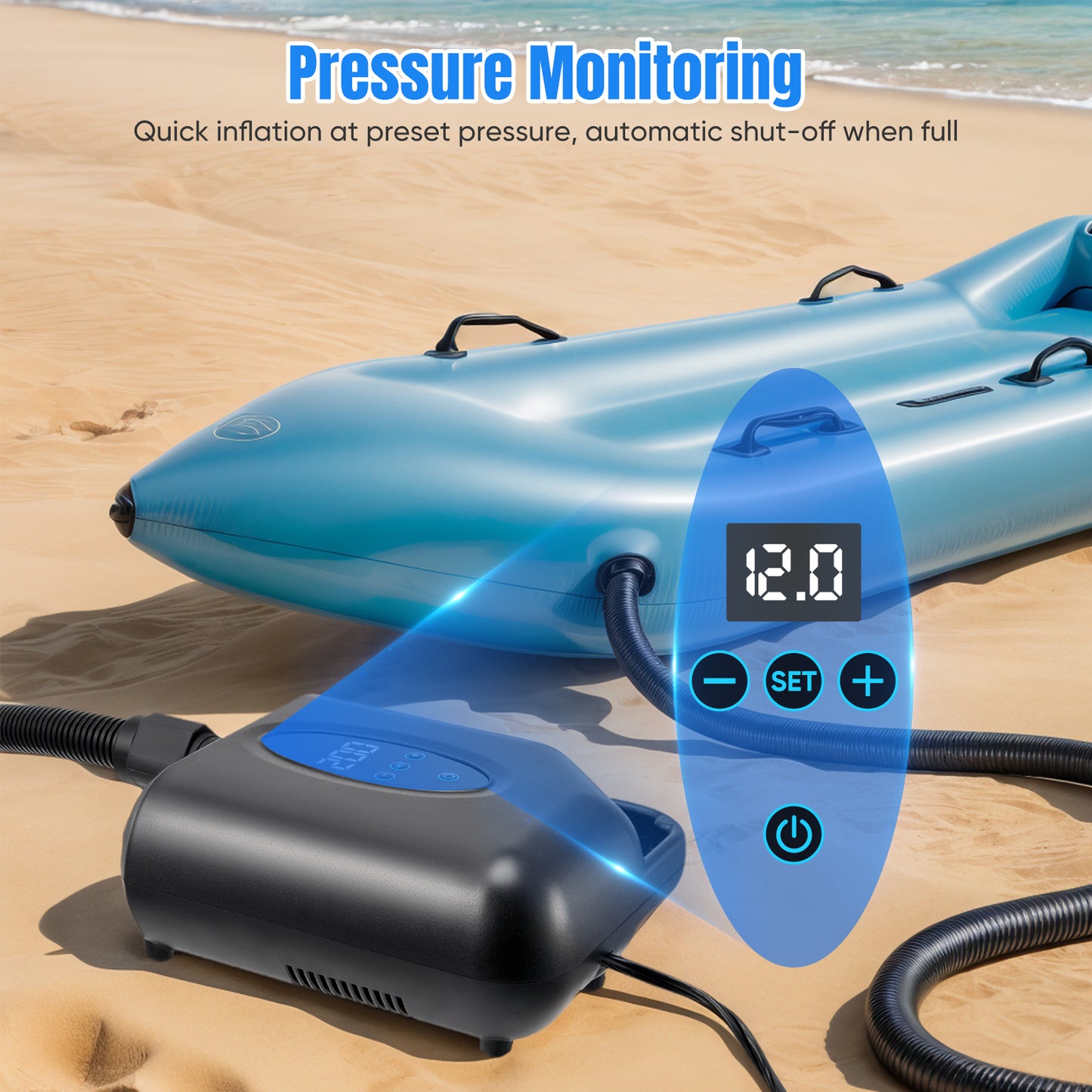 Pompe à Air Électrique 20 PSI – Compresseur Gonflable Haute Pression pour Paddle, Kayak et Bateau