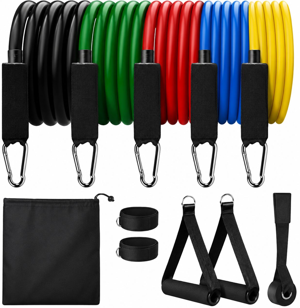Kit Élastiques de Musculation 150 lbs avec Poignées et Ancrage de Porte pour Fitness Renforcement Musculaire