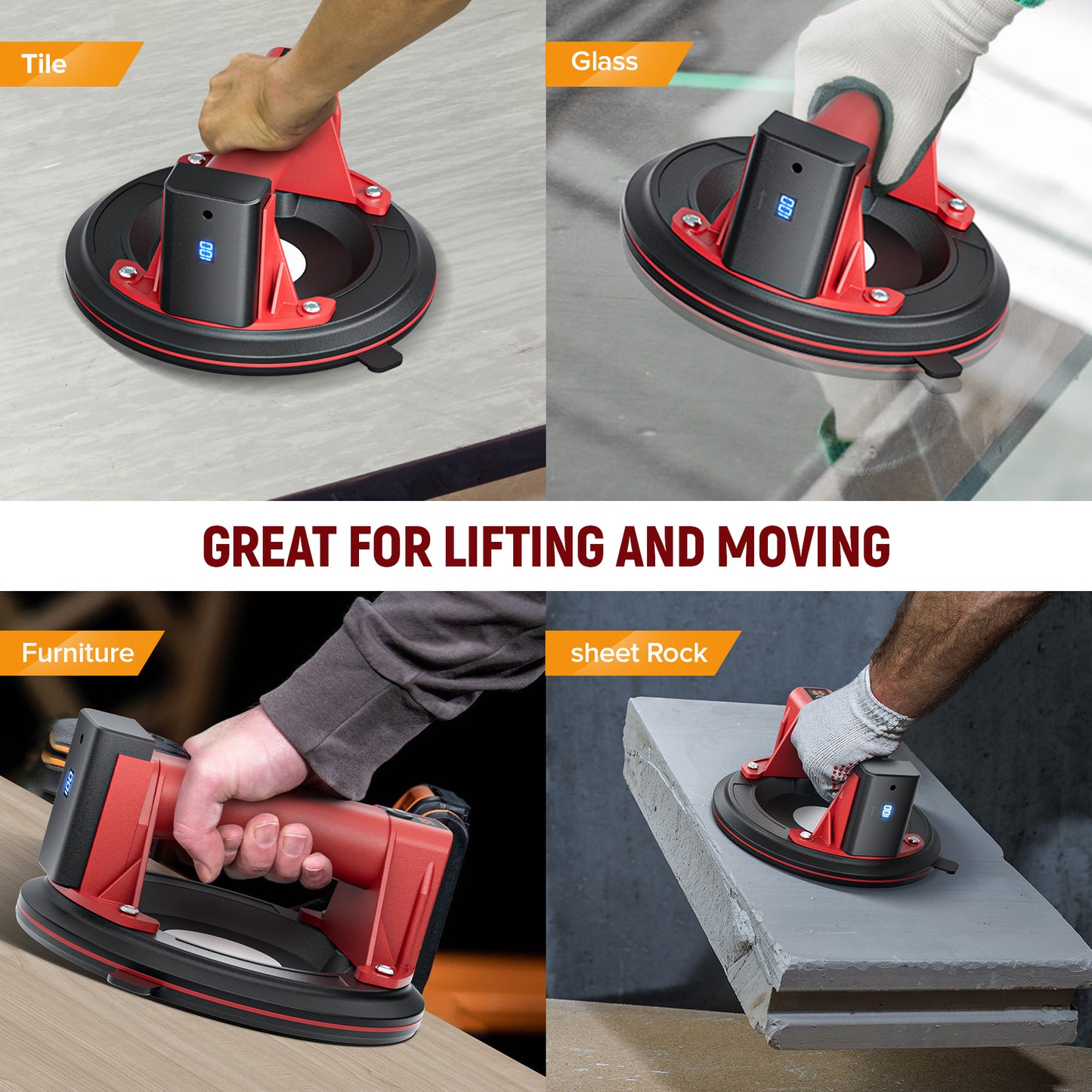 Ventouse Électrique Industrielle 8 Pouces 300KG – Outil de Levage pour Carrelage Verre Granit
