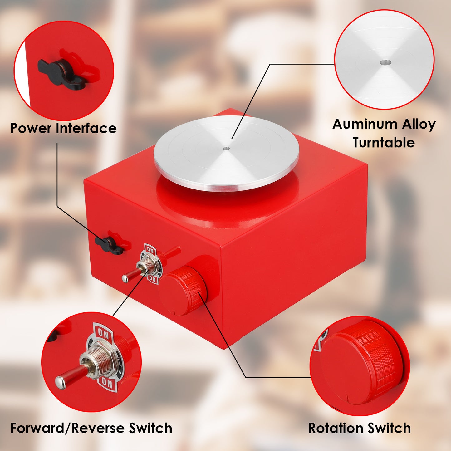 Mini Tour de Poterie Électrique – Roue Poterie 6,5/10 cm DIY Argile – Machine Créative Plateau Tournant