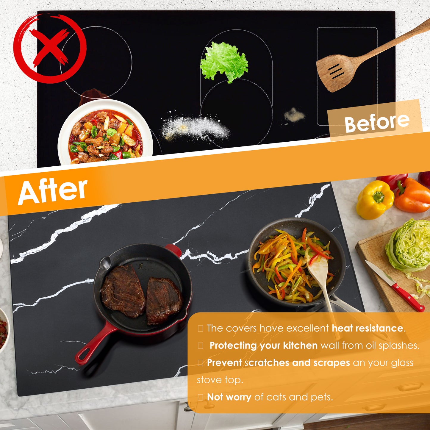 Couvercle Plaque de Cuisson 62x53 cm – Protection Cuisinière Verre Antidérapant Pliable