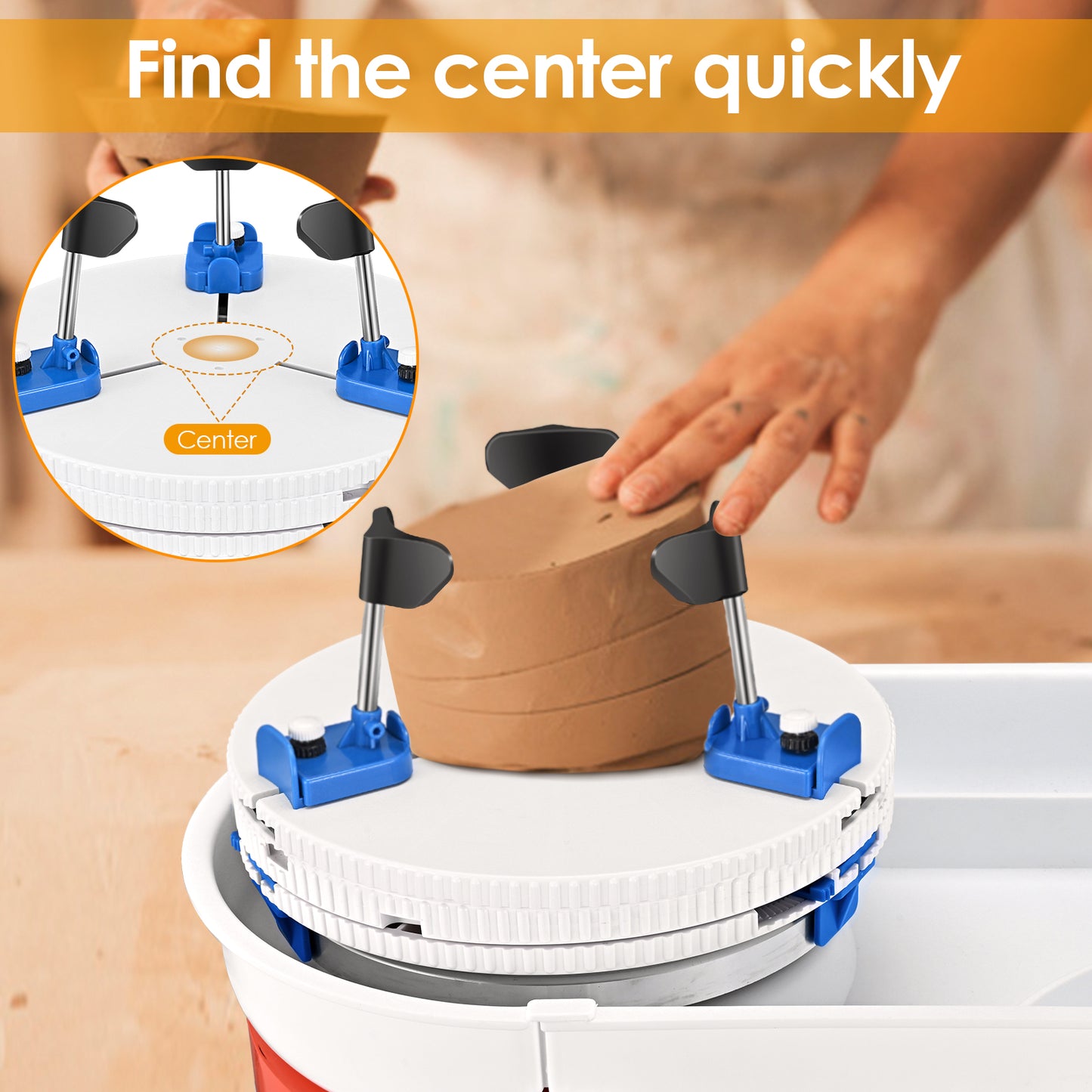 Support de Poterie Réglable avec Clips – Plateau Rond pour Céramique et Modélisation