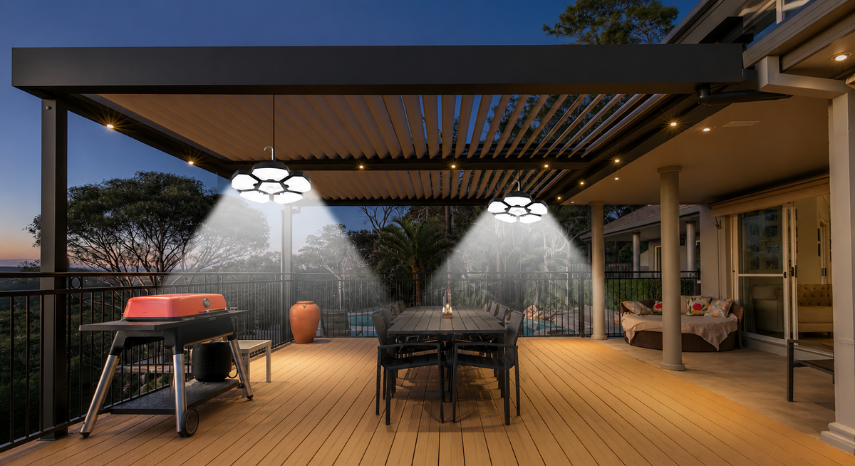 Éclairage Solaire Suspendu 156 LED – Lot de 2 Lampes avec Détecteur de Mouvement et Panneau Solaire, Jardin, Garage, Terrasse