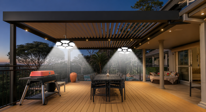 Iluminación Solar Colgante de 156 LED – Pack de 2 Lámparas con Sensor de Movimiento y Panel Solar, Jardín, Garaje, Terraza