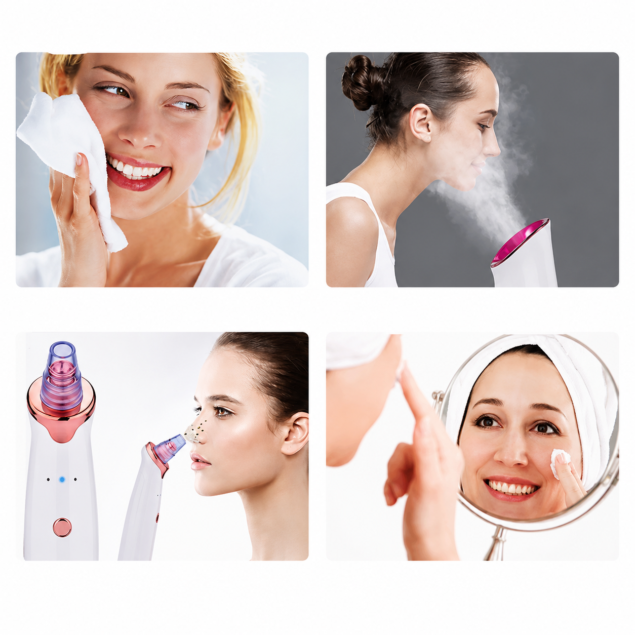 Aspirateur de Points Noirs Électrique Rechargeable – Nettoyeur de Pores Visage – 5 Embouts Inclus