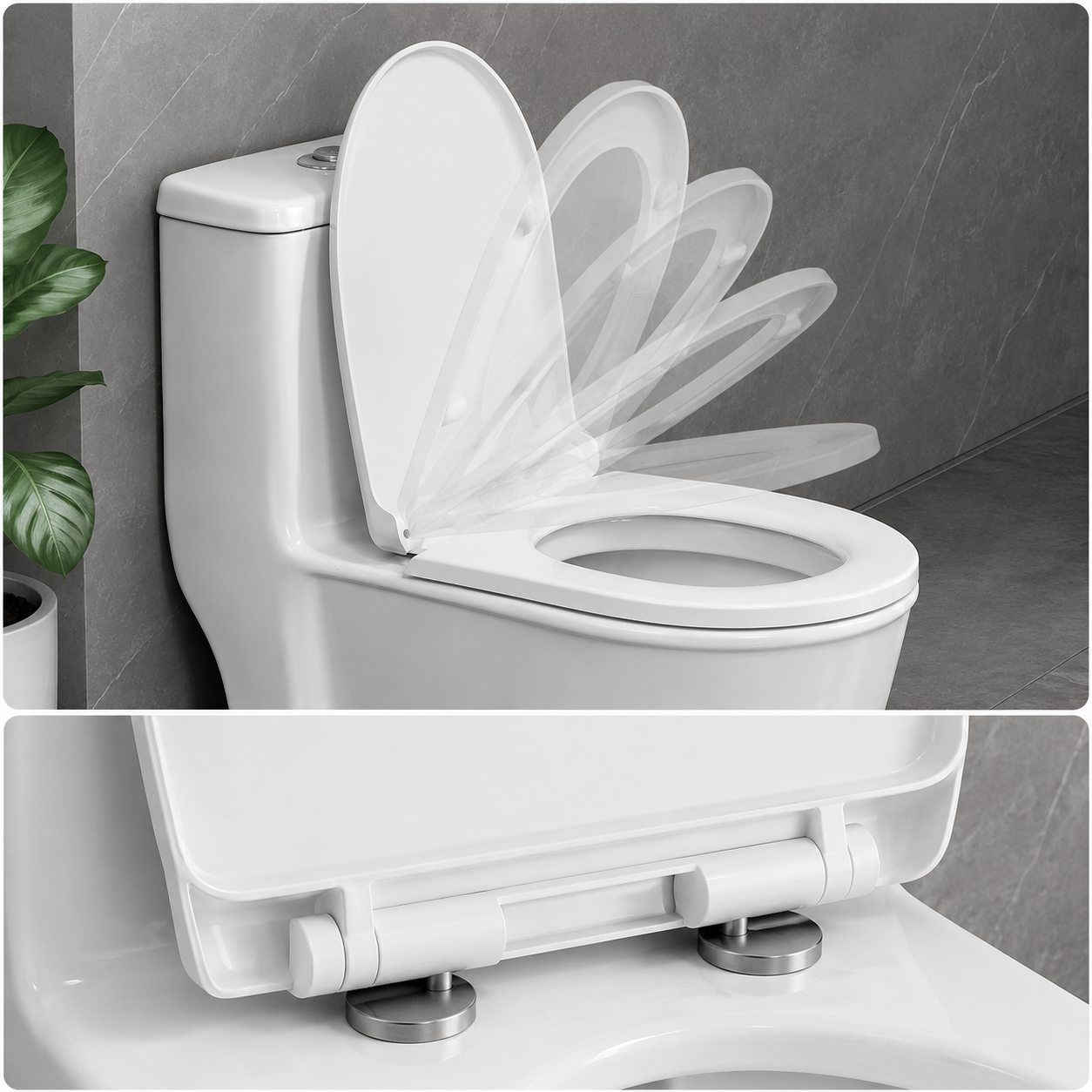 Abattant WC en Forme U avec Fermeture Douce et Déclipage Rapide – Siège de Toilette Blanc Universel – Charnières Réglables pour Salle de Bain