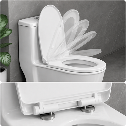 Abattant WC en Forme U avec Fermeture Douce et Déclipage Rapide – Siège de Toilette Blanc Universel – Charnières Réglables pour Salle de Bain